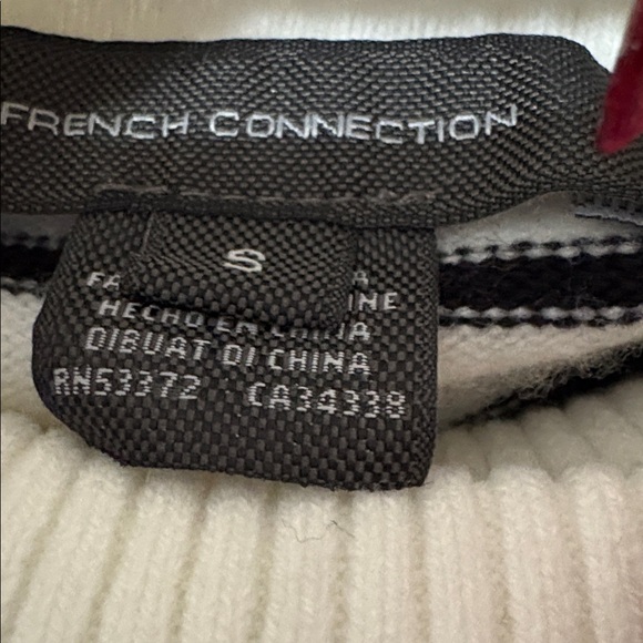 French Connection White and Black Striped Turtleneck Sweater size S - Picture 3 of 5